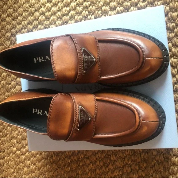 Prada Double Chocolate Platform Loafers Size 39 - Picture 8 of 9